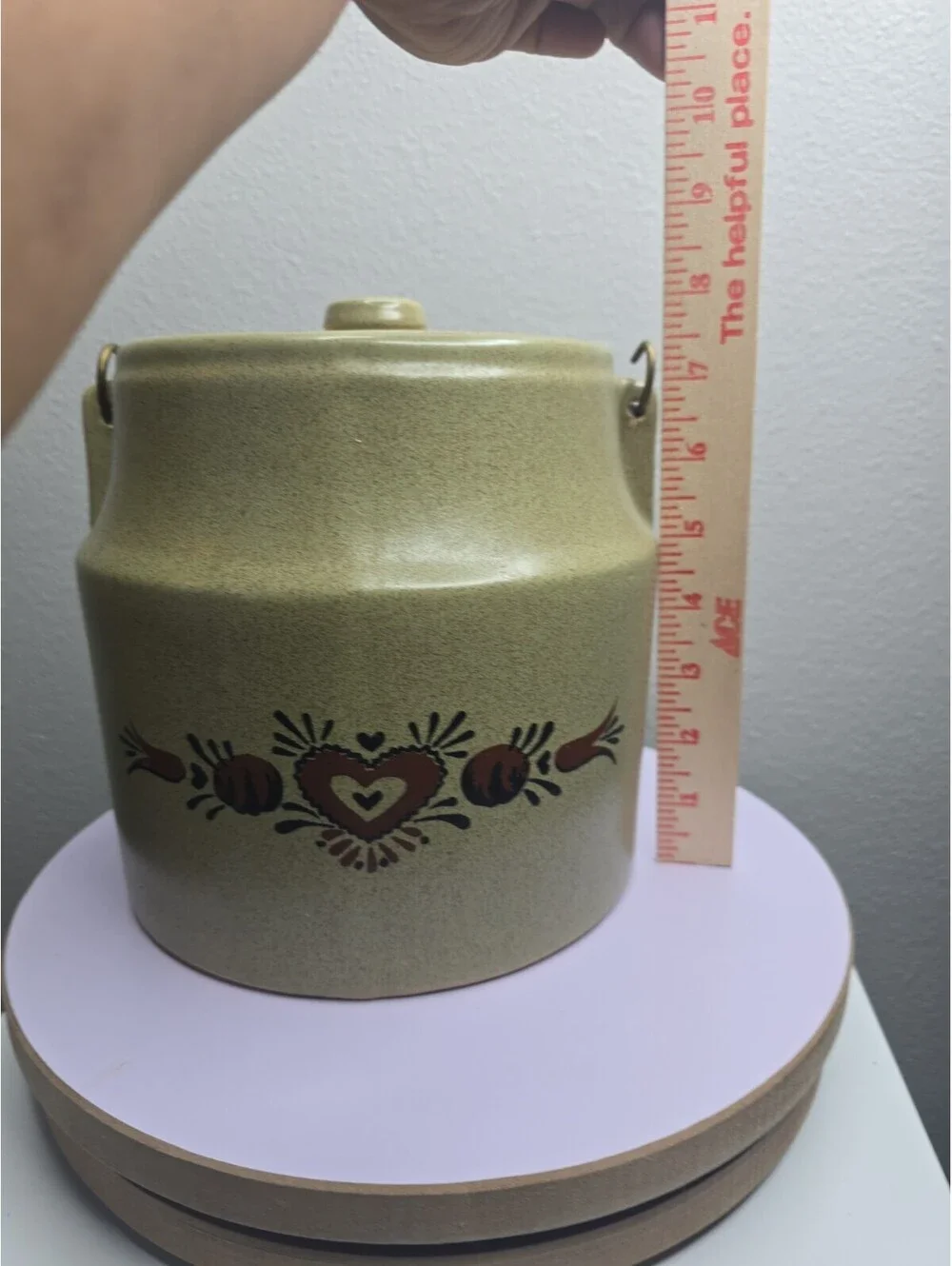 Monmouth Wire Handled Stoneware Crock Oven Proof 8 In